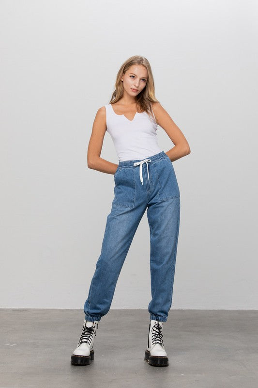 Denim Jogger Pants - Tigbul's Variety Fashion Shop