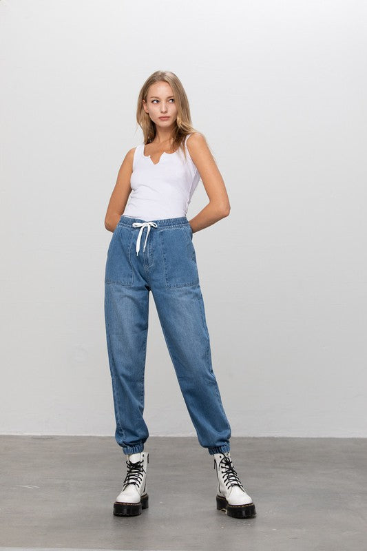 Denim Jogger Pants - Tigbul's Variety Fashion Shop