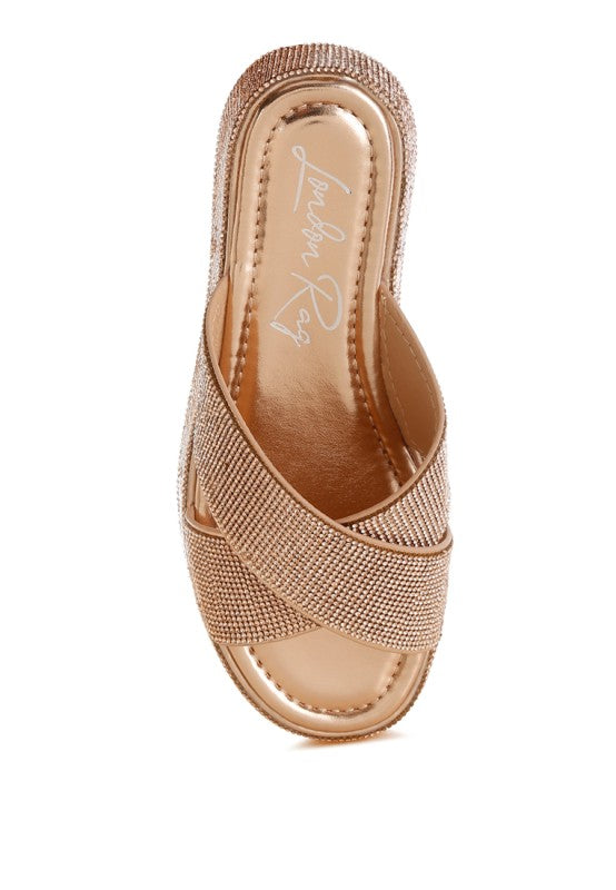 Adena Rhinestone Embellished Flatforms - Tigbul's Variety Fashion Shop