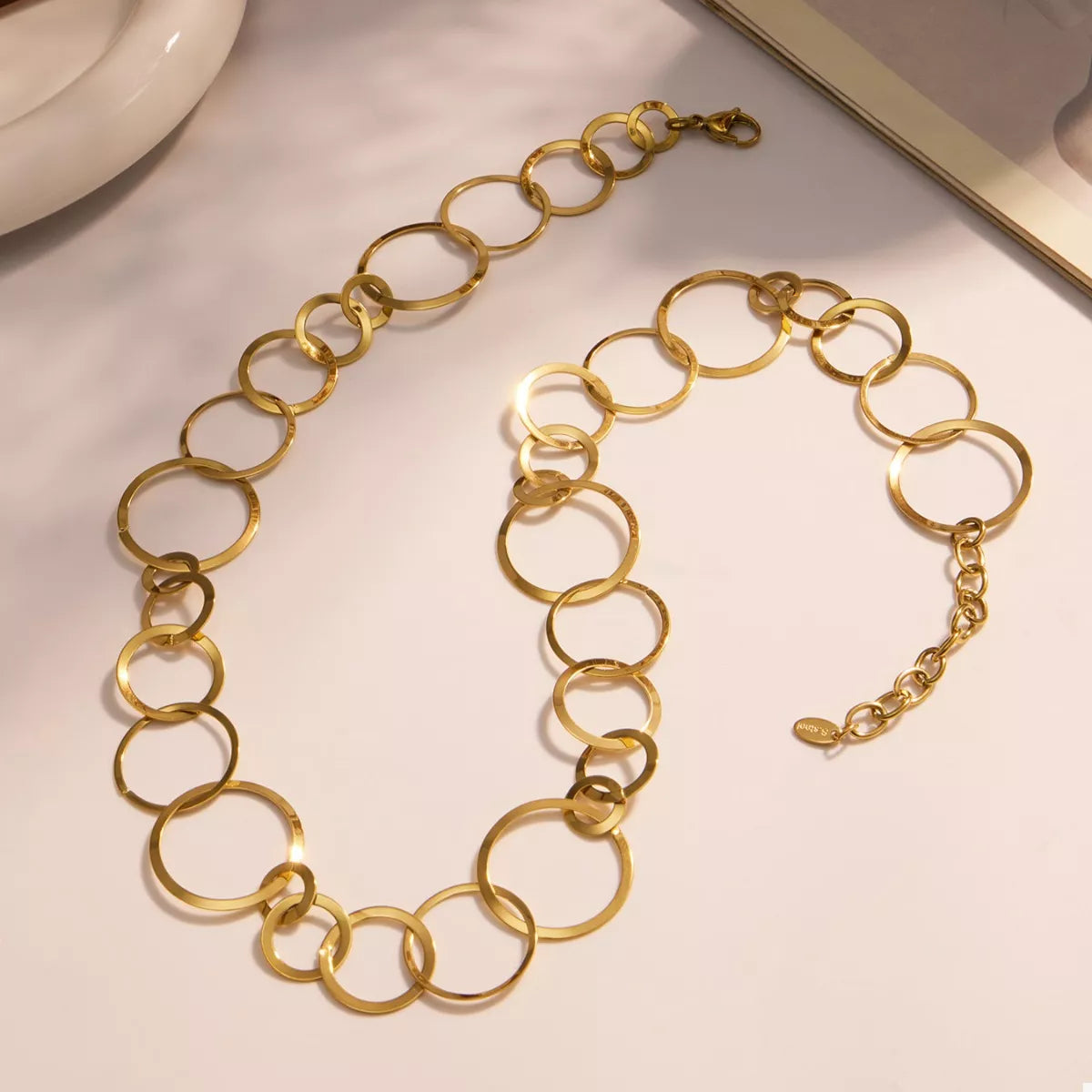 18K Gold-Plated Chain Link Statement Necklace - Tigbul's Variety Fashion Shop