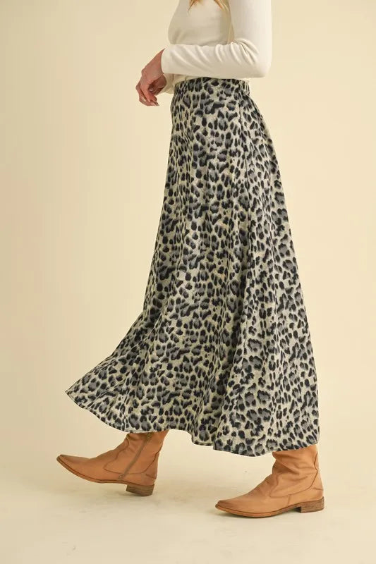 Black Leopard Midi Skirt - Tigbul's Variety Fashion Shop