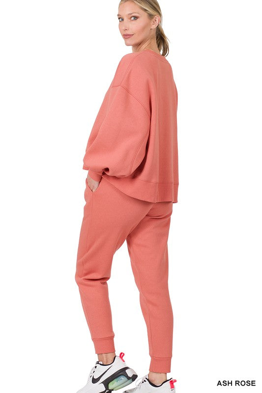 Balloon Sleeve Sweatshirt & Sweatpants Set - Tigbul's Variety Fashion Shop