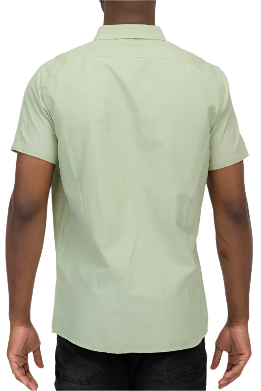 Men's Size Large Green Short Sleeve Button Down Shirt - Tigbul's Variety Fashion Shop