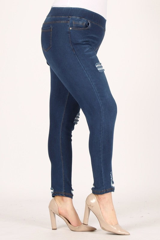 Plus Size High Waist Distressed Jeggings Pants - Tigbul's Variety Fashion Shop