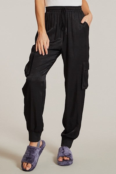 Textured satin cargo pants - Tigbul's Variety Fashion Shop