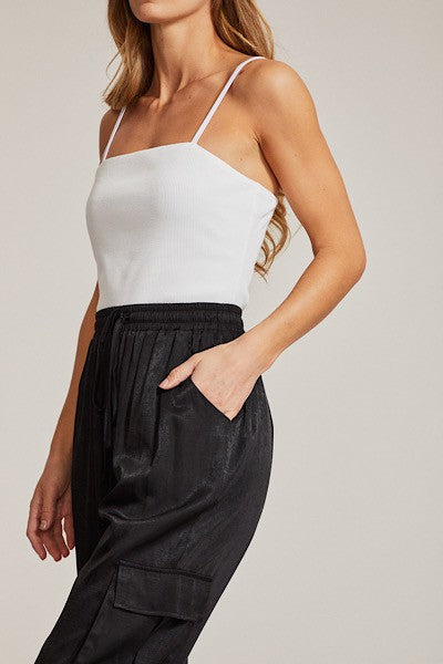 Textured satin cargo pants - Tigbul's Variety Fashion Shop