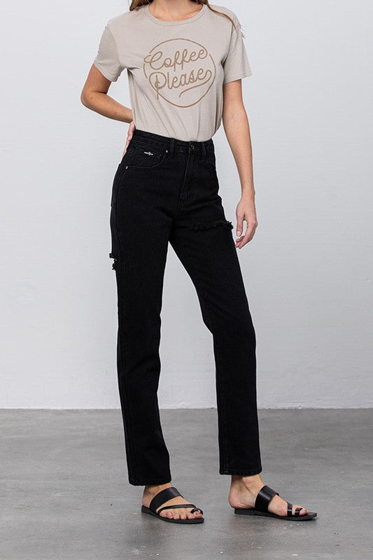High Waist Destroyed Mom Jeans - Tigbul's Variety Fashion Shop