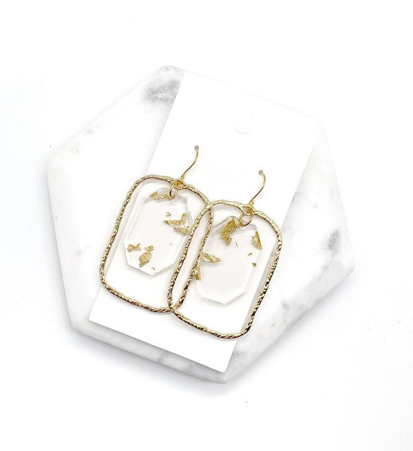 Gold Flake Acrylic Chandelier Earrings - Tigbul's Variety Fashion Shop