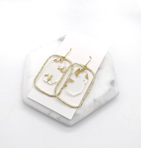 Gold Flake Acrylic Chandelier Earrings - Tigbul's Variety Fashion Shop