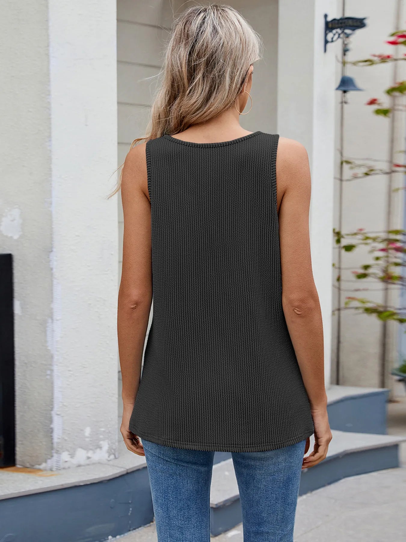 O-Ring Detail Wide Strap Tank - Tigbul's Variety Fashion Shop