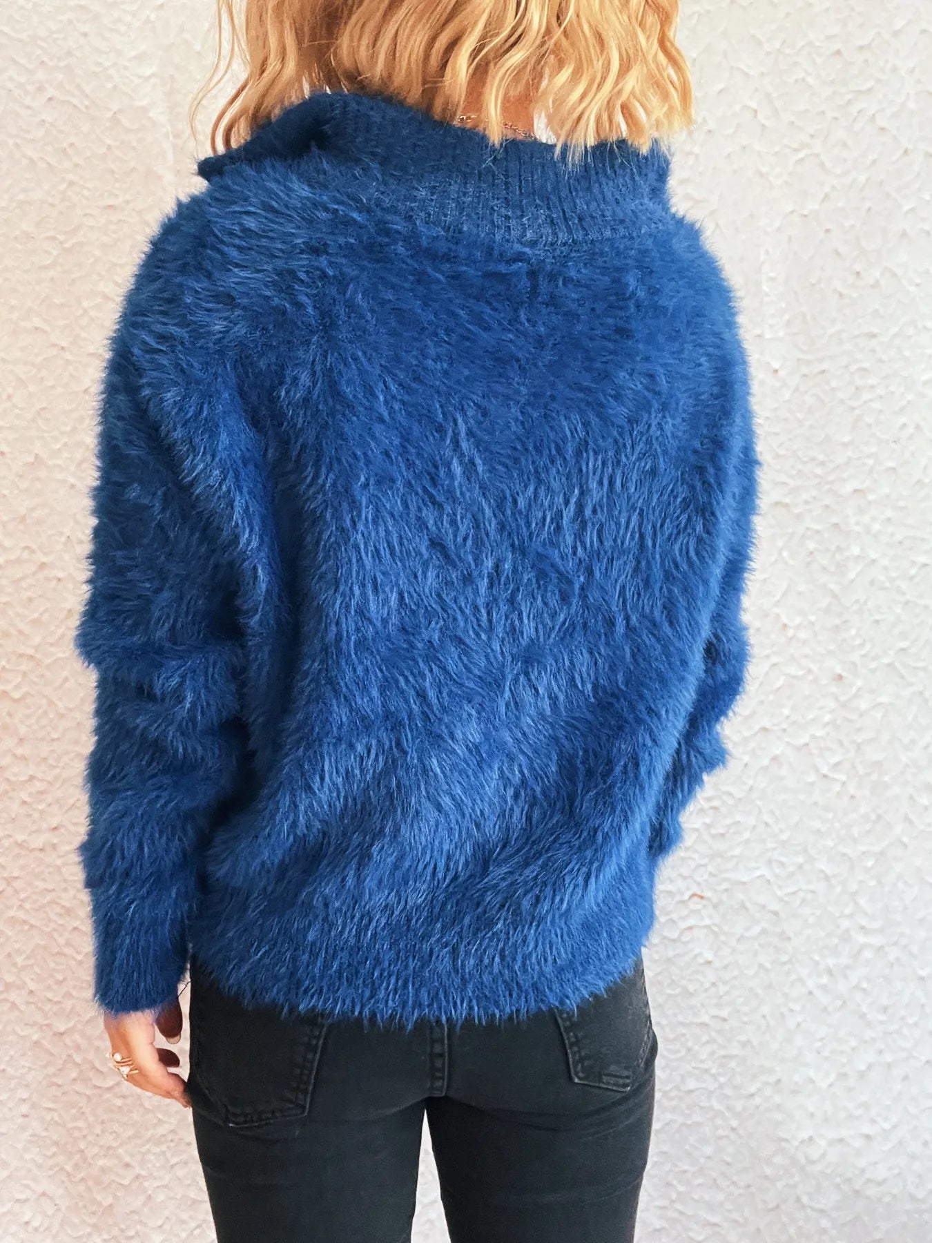 Cozy Fuzzy Half-Zip Sweater - Tigbul's Variety Fashion Shop