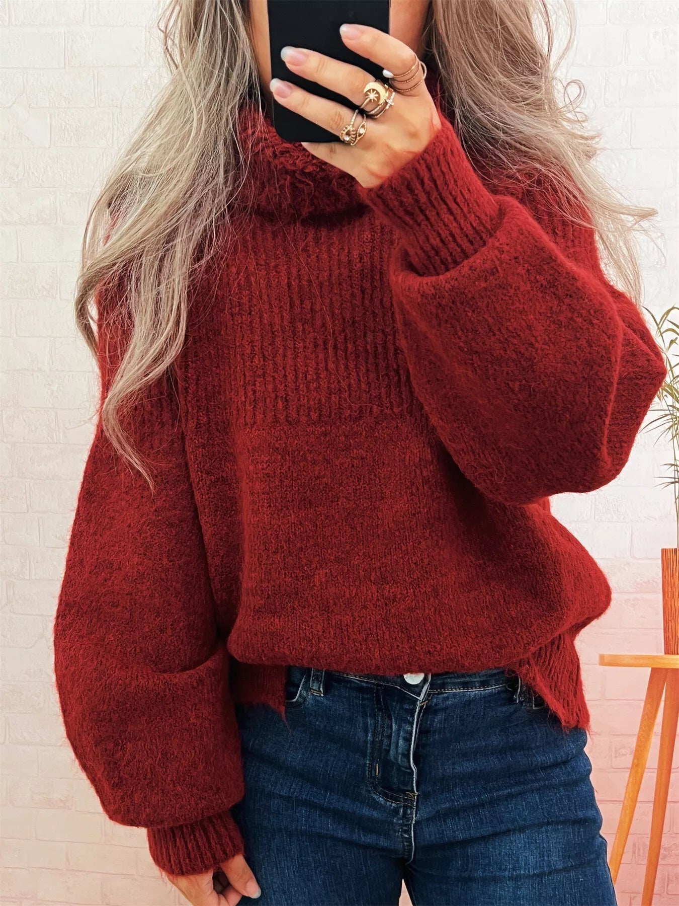 Ribbed Turtleneck Long Sleeve Sweater - Tigbul's Variety Fashion Shop
