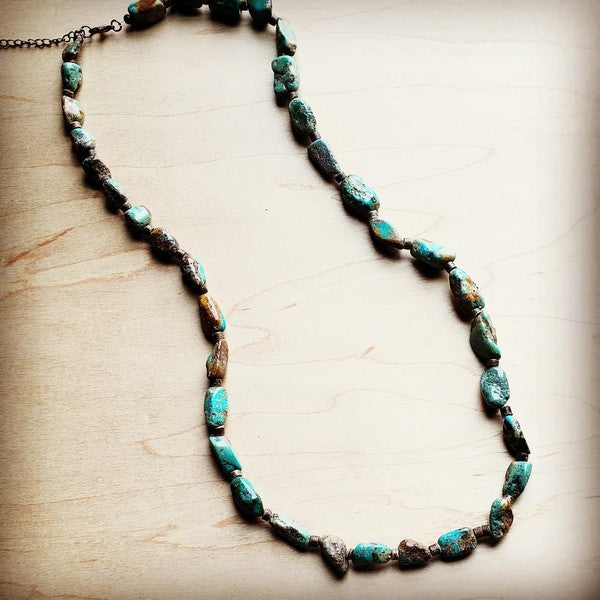Long Natural Turquoise and Wood Layering Necklace - Tigbul's Variety Fashion Shop