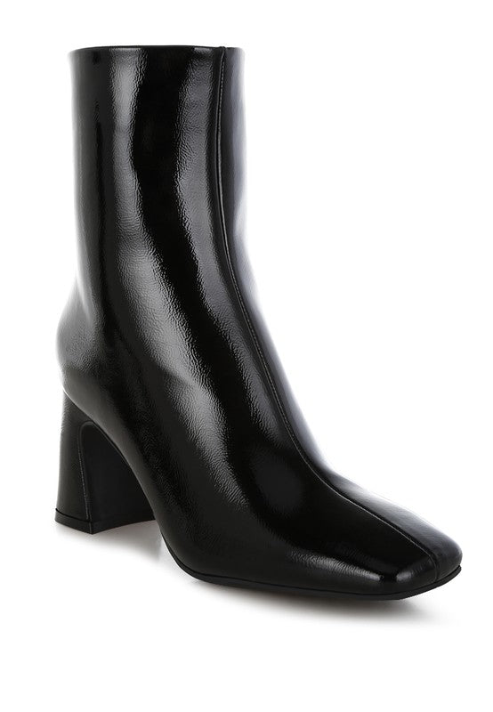 Kostaka Patent Square Toe Ankle Boots - Tigbul's Variety Fashion Shop