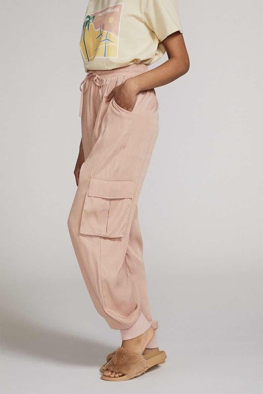 Textured satin cargo pants - Tigbul's Variety Fashion Shop