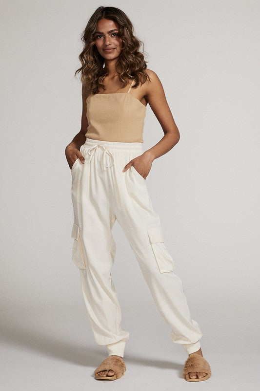 Textured satin cargo pants - Tigbul's Variety Fashion Shop