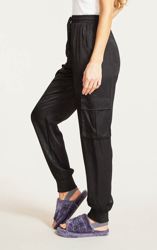 Textured satin cargo pants - Tigbul's Variety Fashion Shop