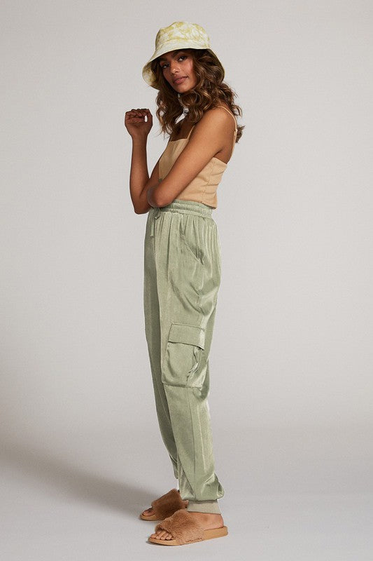 Textured satin cargo pants - Tigbul's Variety Fashion Shop