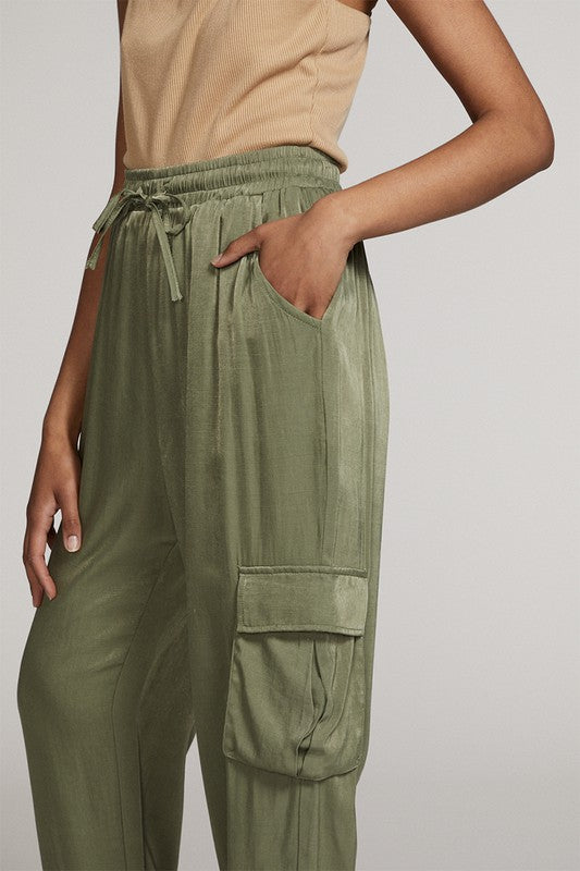Textured satin cargo pants - Tigbul's Variety Fashion Shop