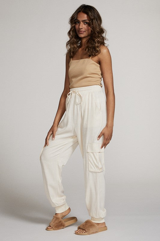 Textured satin cargo pants - Tigbul's Variety Fashion Shop