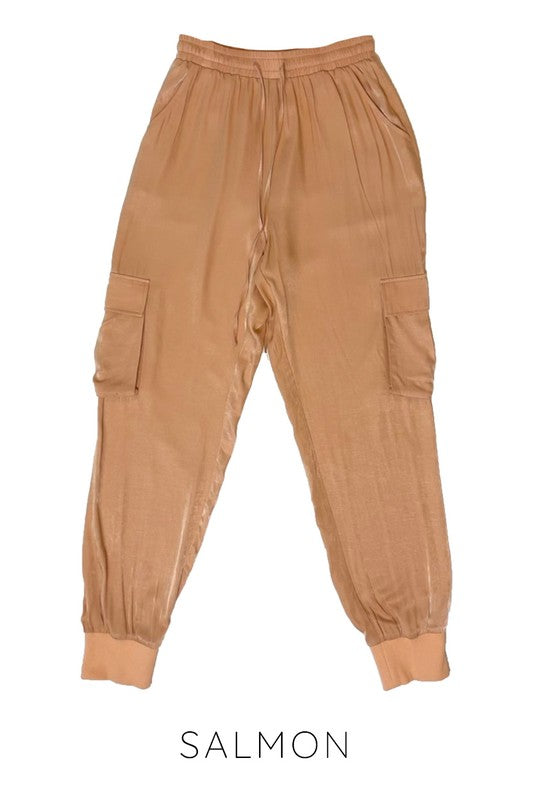 Textured satin cargo pants - Tigbul's Variety Fashion Shop