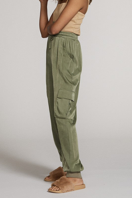 Textured satin cargo pants - Tigbul's Variety Fashion Shop