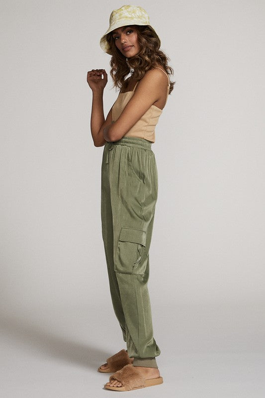 Textured satin cargo pants - Tigbul's Variety Fashion Shop