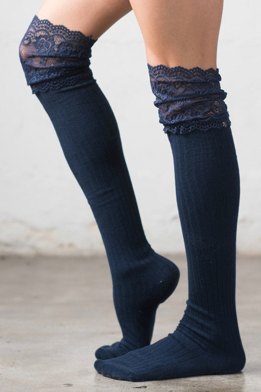 Lace Topped Over the Knee Socks - Tigbul's Variety Fashion Shop