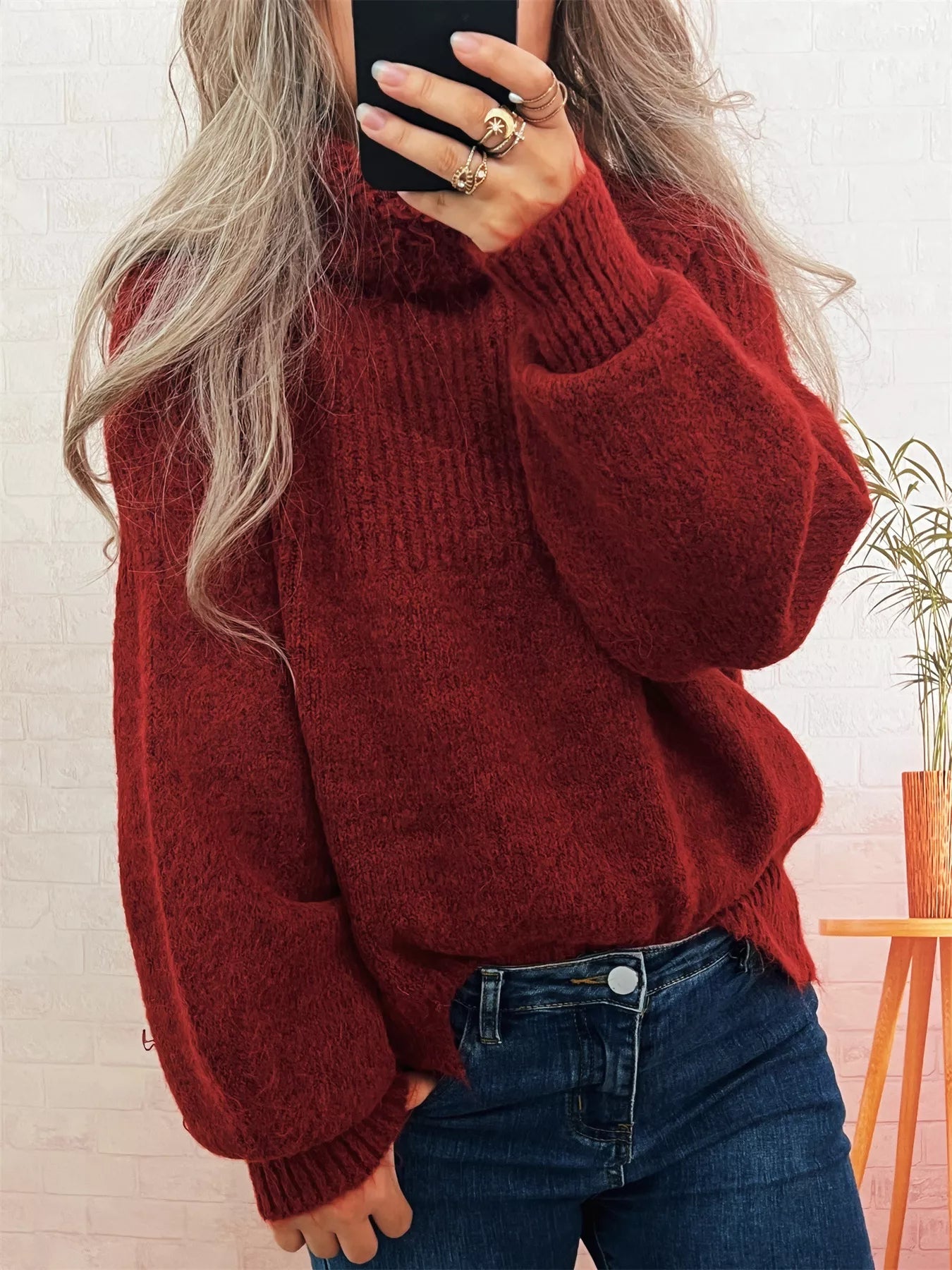 Ribbed Turtleneck Long Sleeve Sweater - Tigbul's Variety Fashion Shop