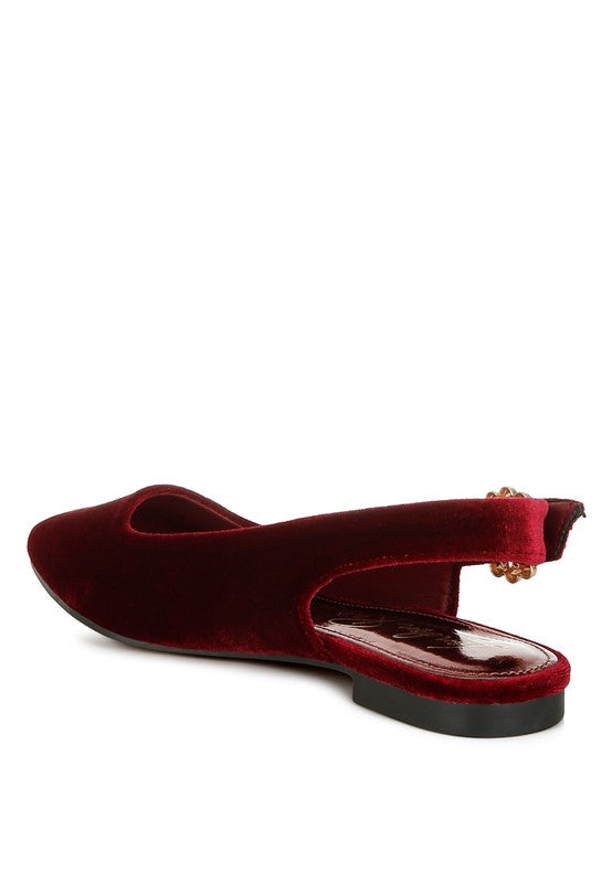 Dolan Velvet Slingback Flat Sandals - Tigbul's Variety Fashion Shop