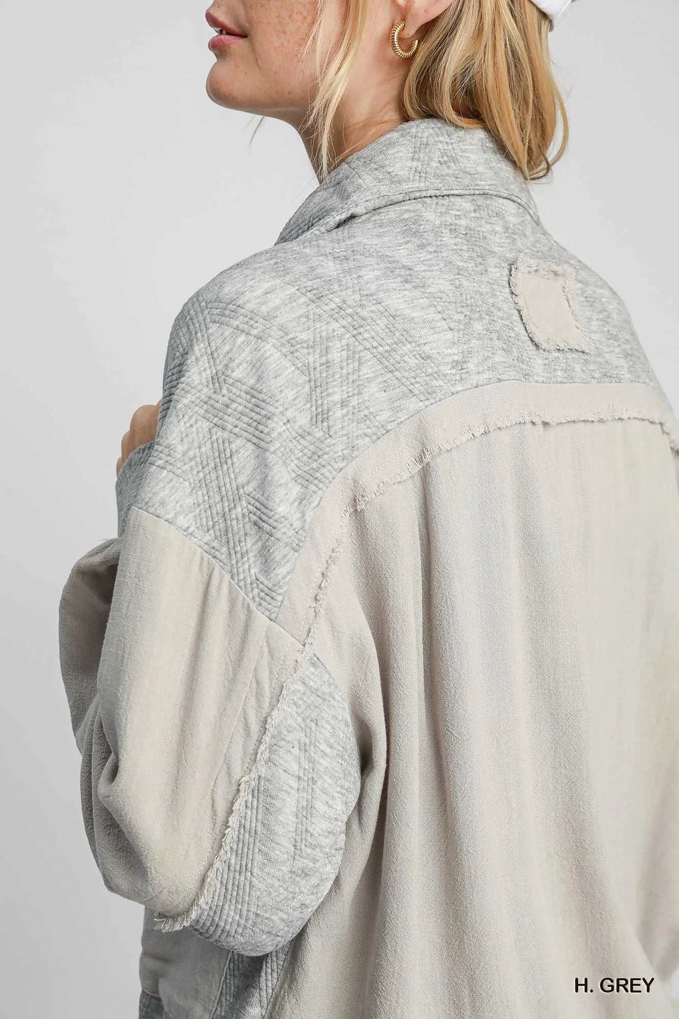 Umgee Two-Way Jacquard Zip-Up Jacket - Tigbul's Variety Fashion Shop