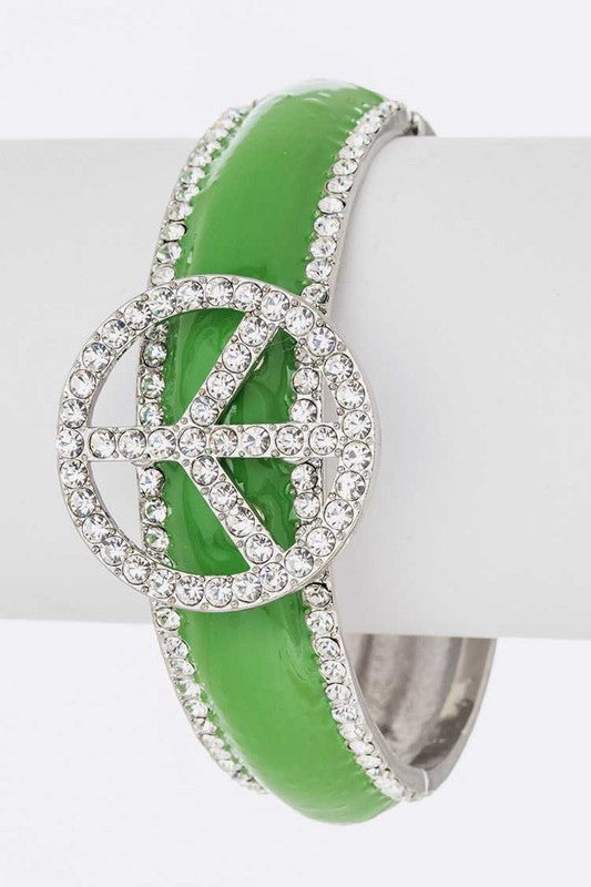 Crystal, Peace, Sign, Enamel, Hinge, Bangle - Tigbul's Variety Fashion Shop