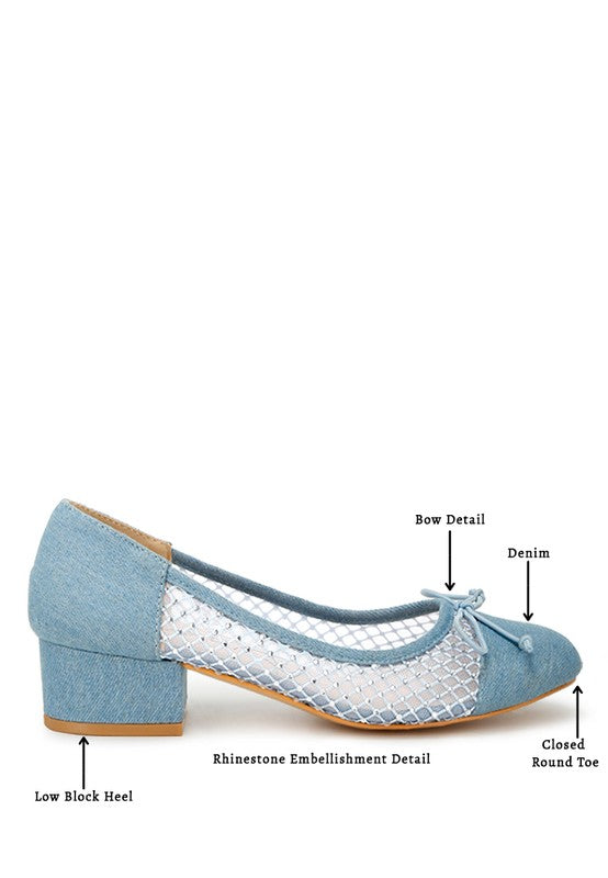 Orami Rhinestone Detail Denim Ballerinas - Tigbul's Variety Fashion Shop