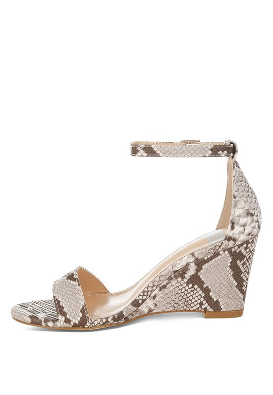Kodor Snake Print Slim Wedge Heel Sandals - Tigbul's Variety Fashion Shop