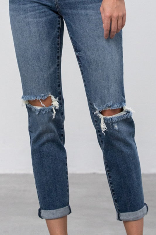 Ripped Boyfriend Jeans - Tigbul's Variety Fashion Shop