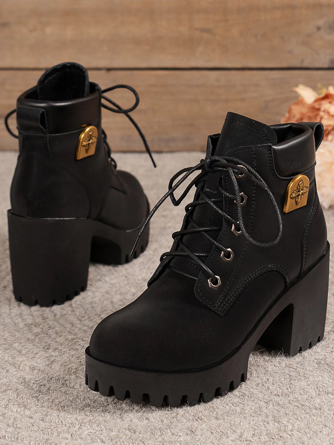 Lace Up Block Heel Boots - Tigbul's Variety Fashion Shop