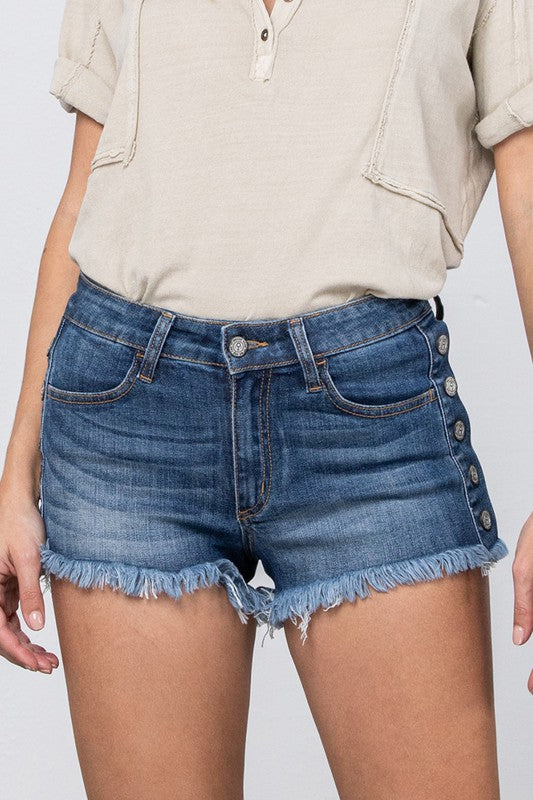 Dark Wash High Stretch Mid Rise Shorts - Tigbul's Variety Fashion Shop
