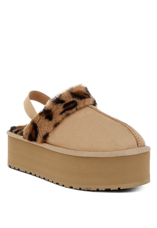 Kutchu Leopard Faux Fur Platform Classic Slingback - Tigbul's Variety Fashion Shop