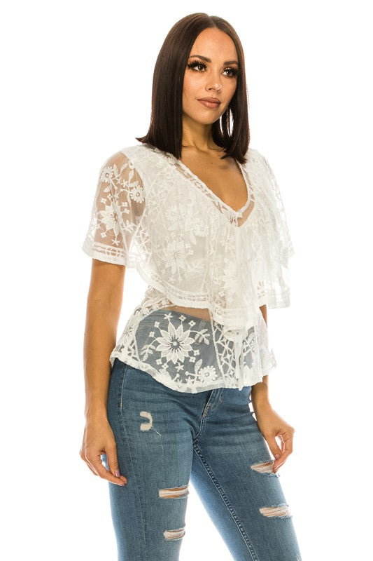 Lace White Top - Tigbul's Variety Fashion Shop