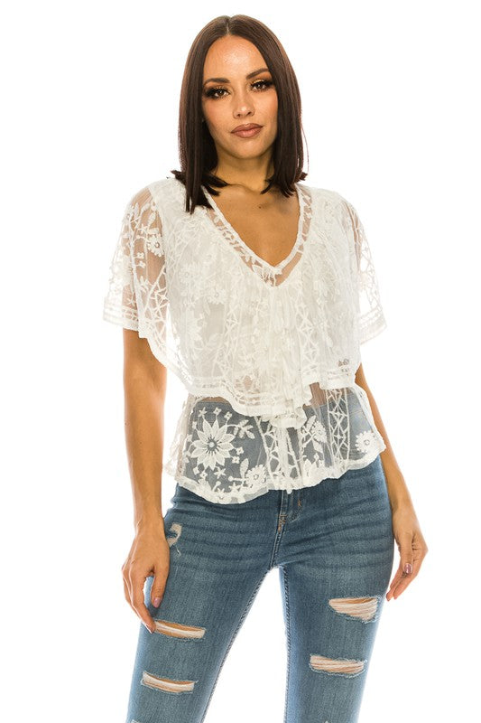 Lace White Top - Tigbul's Variety Fashion Shop