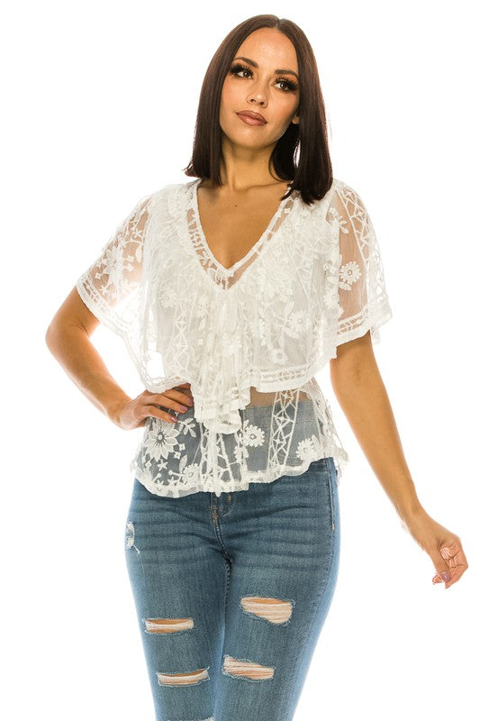 Lace White Top - Tigbul's Variety Fashion Shop