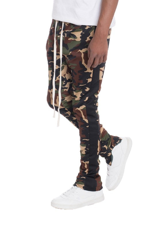 NEUTRAL BLACK CAMO TRACK PANTS - Tigbul's Variety Fashion Shop