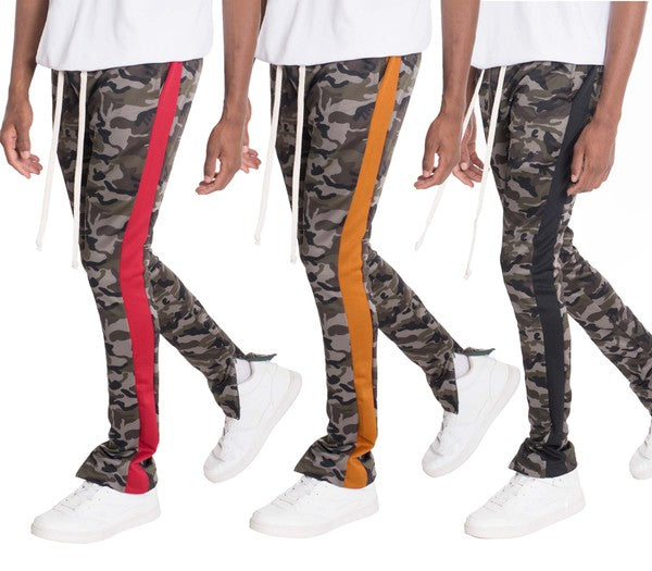 NEUTRAL BLACK CAMO TRACK PANTS - Tigbul's Variety Fashion Shop