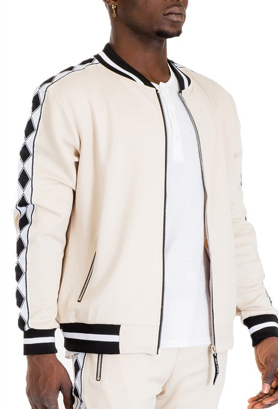 DIAMOND TAPE TRACK JACKET - Tigbul's Variety Fashion Shop