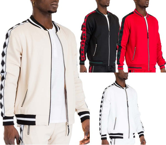 DIAMOND TAPE TRACK JACKET - Tigbul's Variety Fashion Shop