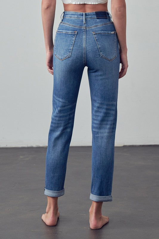 High Rise Ripped Girlfriend Jeans - Tigbul's Variety Fashion Shop