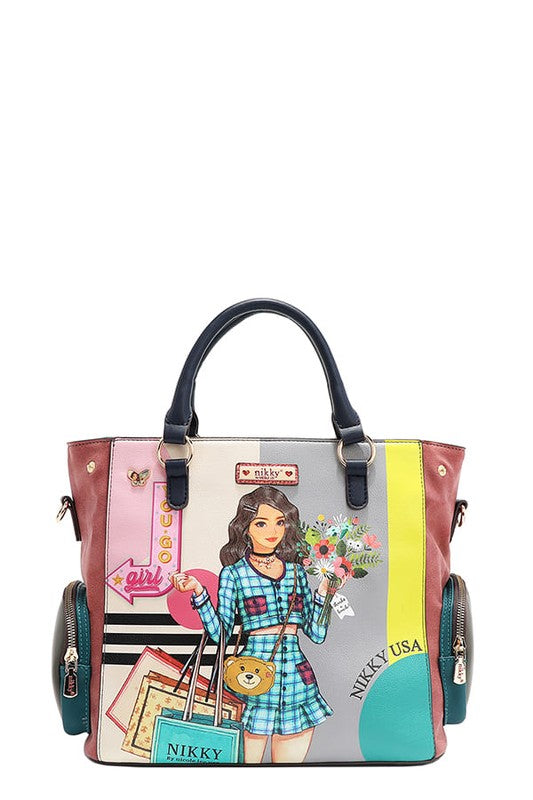 Nicole Lee USA Eco-Leather Handbag with Side Pockets - Tigbul's Variety Fashion Shop