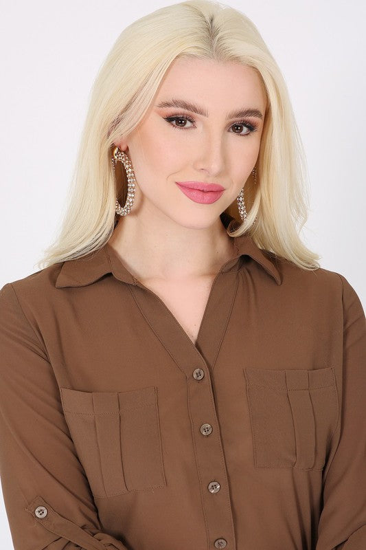 BOLD RHINESTONE HOOP EARRINGS - Tigbul's Variety Fashion Shop