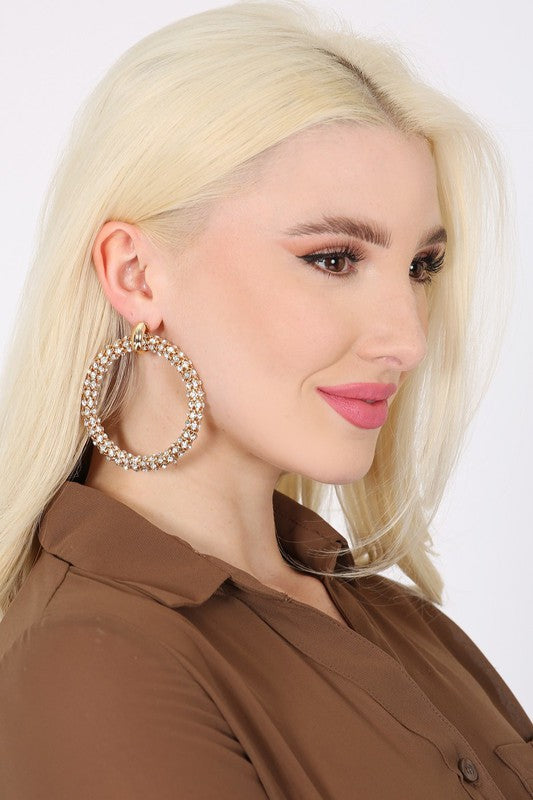 BOLD RHINESTONE HOOP EARRINGS - Tigbul's Variety Fashion Shop
