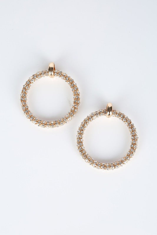 BOLD RHINESTONE HOOP EARRINGS - Tigbul's Variety Fashion Shop